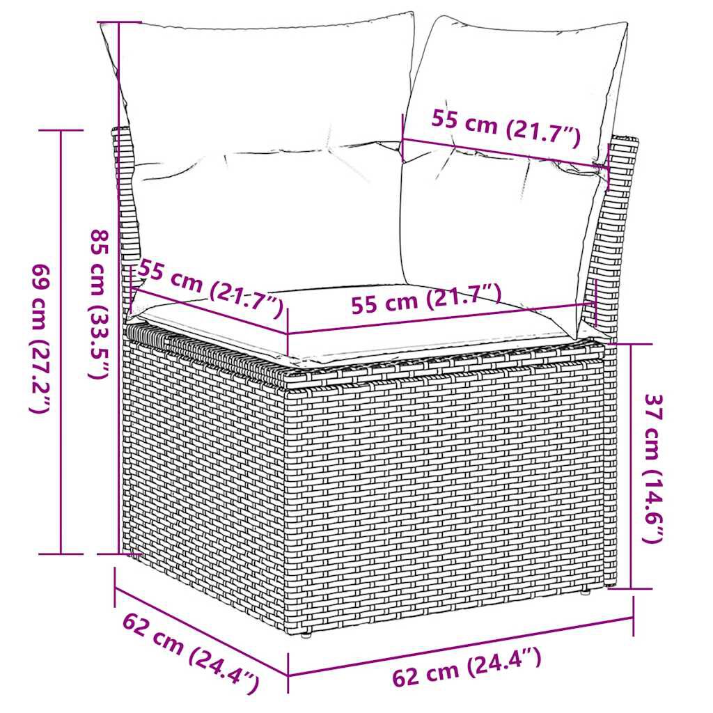 vidaXL 8 Piece Garden Sofa Set with Cushions Black Poly Rattan