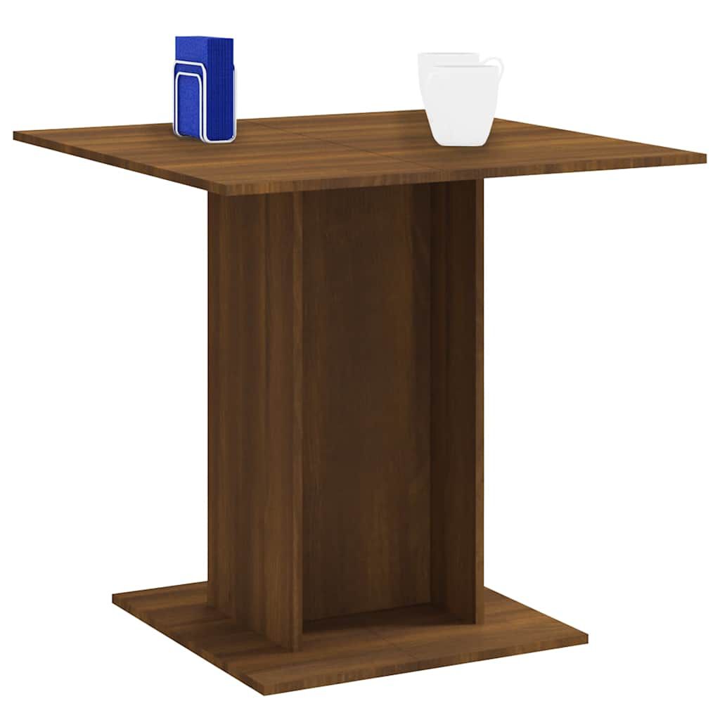 vidaXL Dining Table Brown Oak 80x80x75 cm Engineered Wood