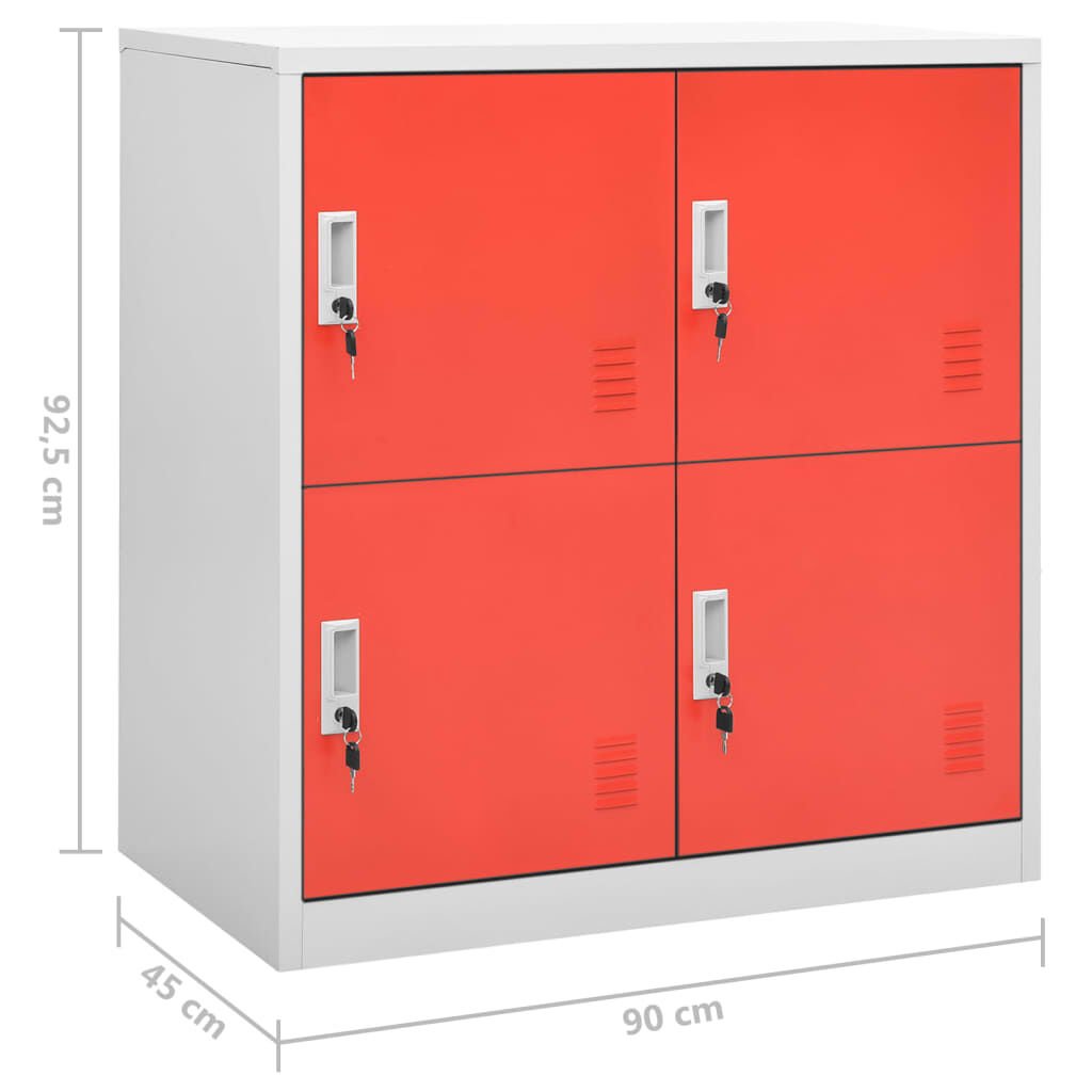 vidaXL Locker Cabinets 2 pcs Light Grey and Red 90x45x92.5 cm Steel
