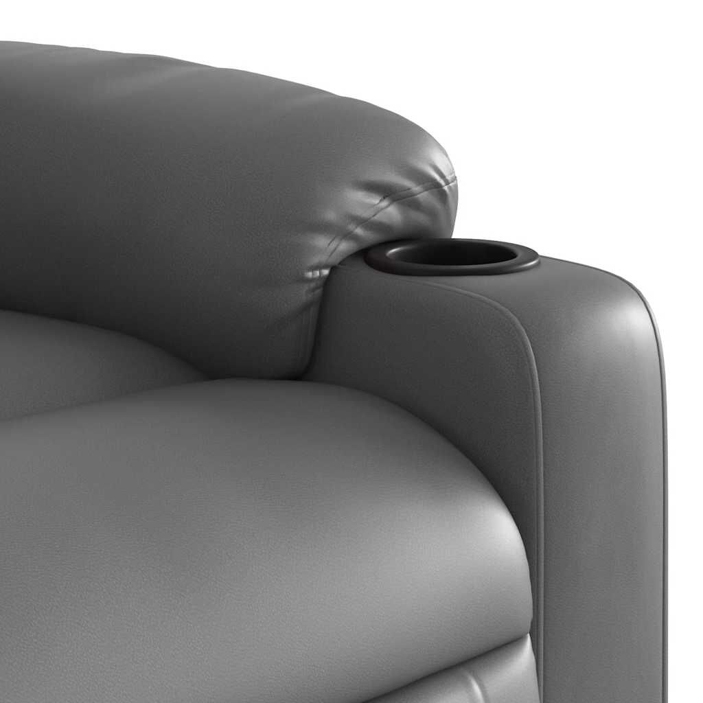 vidaXL Stand up Massage Recliner Chair Grey Faux Leather