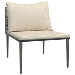 vidaXL Garden Middle Sofa with Cushions Grey Poly Rattan