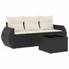 vidaXL 4 Piece Garden Sofa Set with Cushions Black Poly Rattan