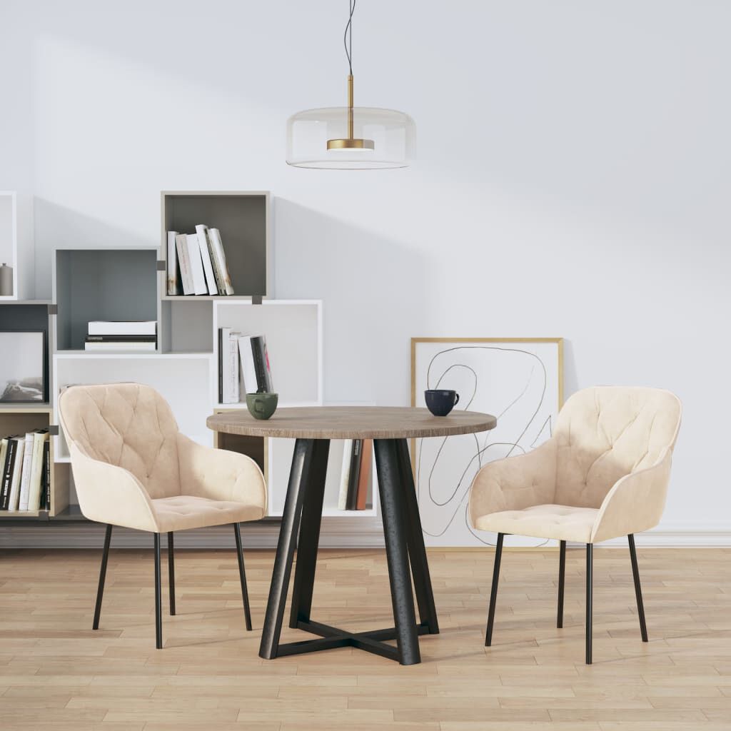 vidaXL Dining Chairs 2 pcs Cream Velvet