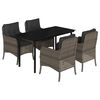 vidaXL 5 Piece Garden Dining Set with Cushions Grey Poly Rattan