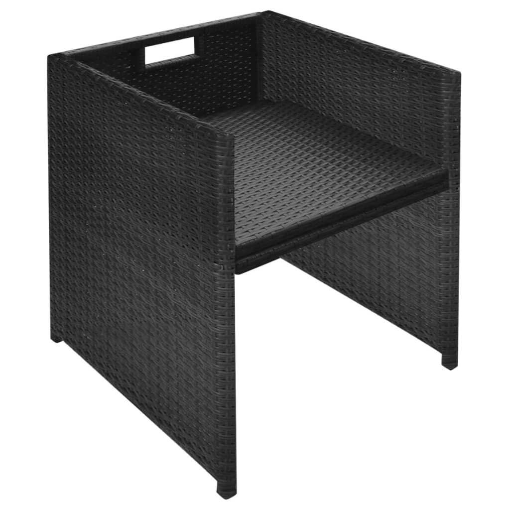 vidaXL 3 Piece Bistro Set with Cushions Poly Rattan Black