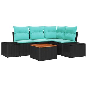vidaXL Garden Sofa Set 5 pcs Black and turquoise