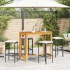 vidaXL 5 Piece Garden Bar Set Black Solid Wood Acacia and Poly Rattan