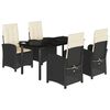 vidaXL 5 Piece Garden Dining Set with Cushions Black Poly Rattan