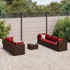 vidaXL 8 Piece Garden Lounge Set with Cushions Brown Poly Rattan