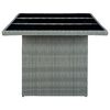 vidaXL Garden Table Light Grey Poly Rattan and Tempered Glass