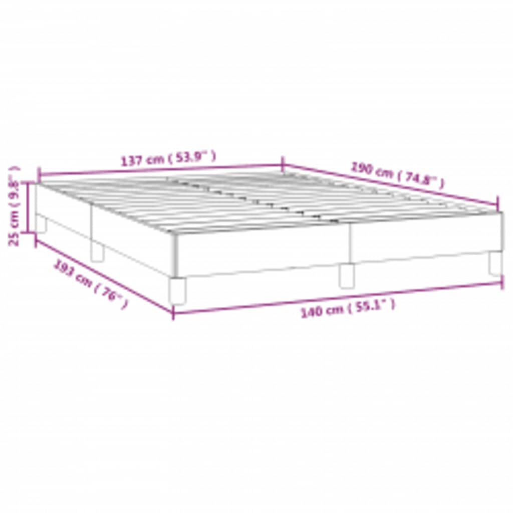 vidaXL Bed Frame without Mattress Light Grey 137x190 cm Full Velvet