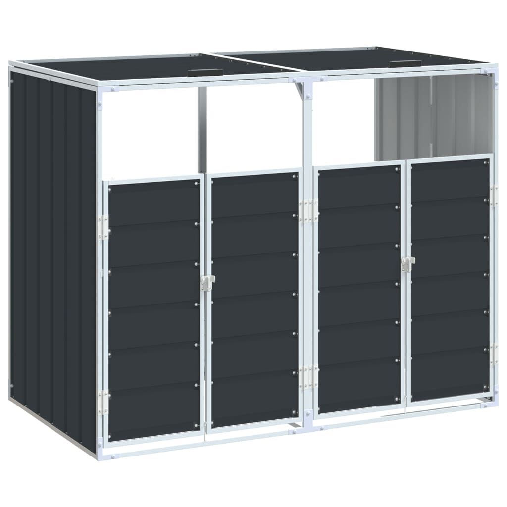 vidaXL Wheelie Bin Storage for Double Bins Anthracite 144x81x113 cm Steel