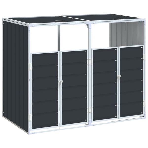 vidaXL Wheelie Bin Storage for Double Bins Anthracite 144x81x113 cm Steel