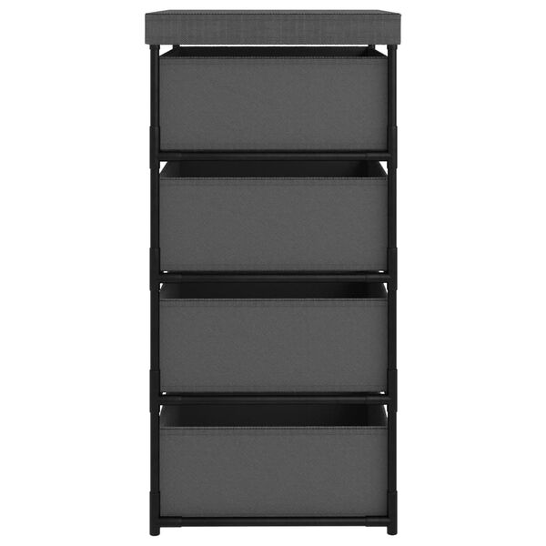 vidaXL Storage Rack with 4 Fabric Baskets Steel Grey