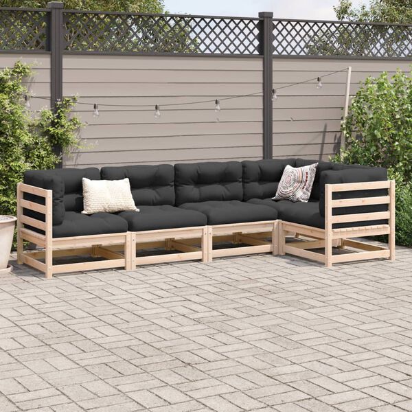 vidaXL 5 Piece Garden Sofa Set with Cushions Solid Wood Pine