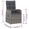 vidaXL 7 Piece Outdoor Dining Set with Cushions Poly Rattan Grey