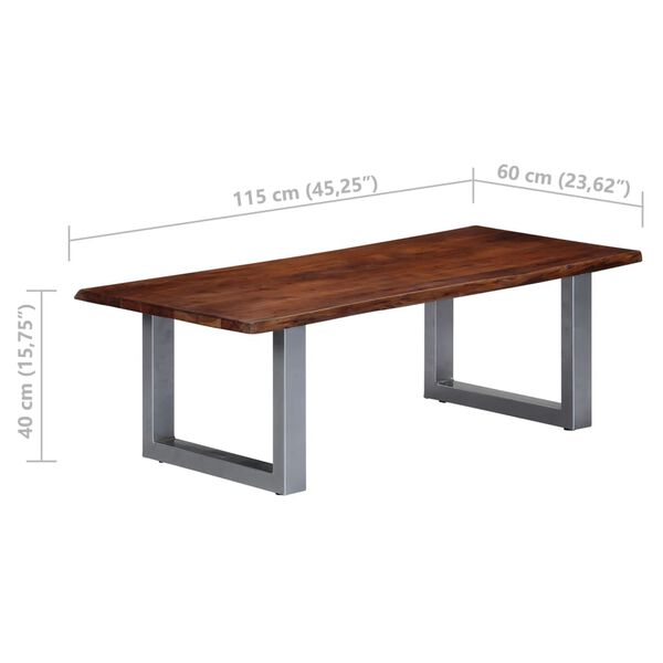 vidaXL Coffee Table with Live Edges 115x60x40 cm Solid Acacia Wood