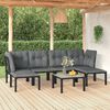 vidaXL 7 Piece Garden Lounge Set Black and Grey Poly Rattan
