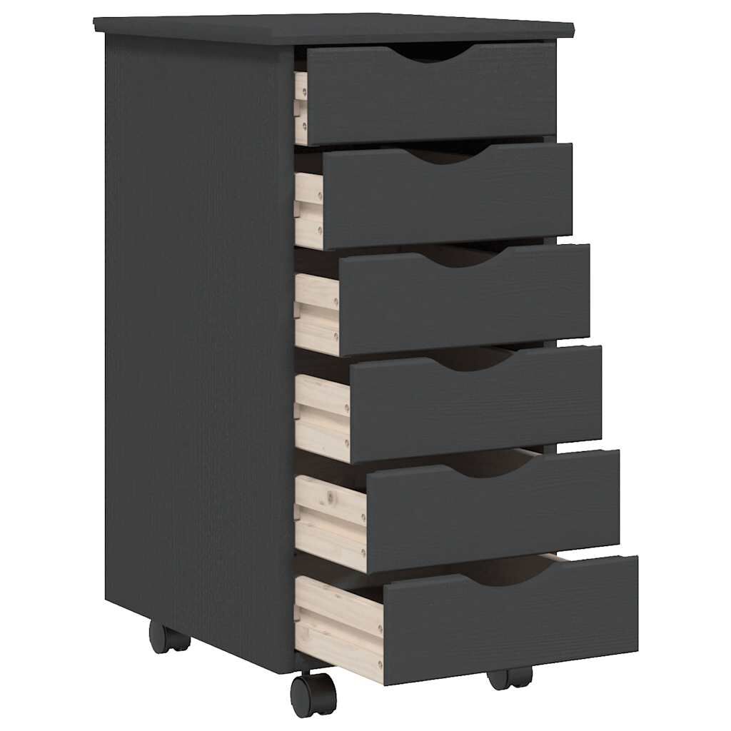 vidaXL Rolling Cabinet with Drawers MOSS Grey Solid Wood Pine