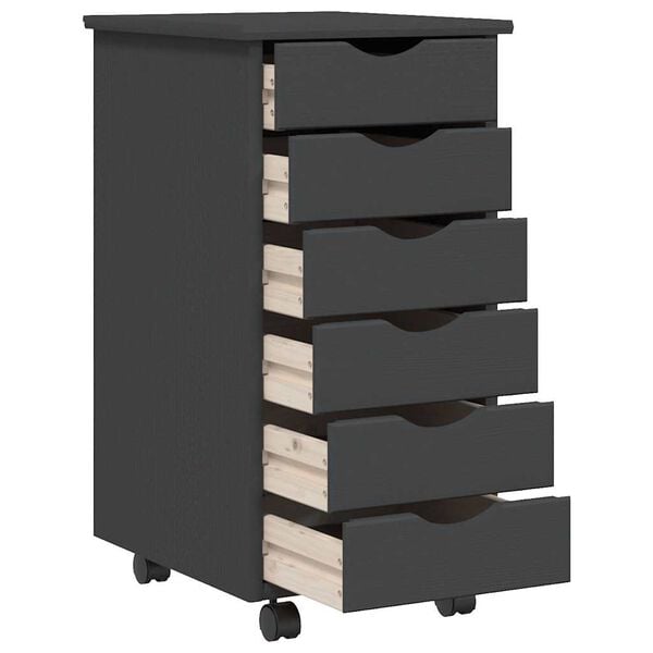 vidaXL Rolling Cabinet with Drawers MOSS Grey Solid Wood Pine