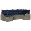 vidaXL Sofa Set with Cushion Manual 6 pcs Grey and Navy Poly Rattan