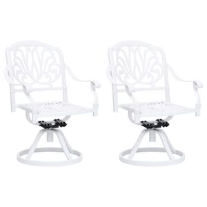 vidaXL Swivel Garden Chairs 2 pcs Cast Aluminium White