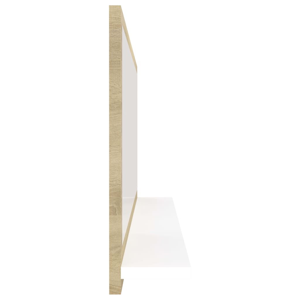 vidaXL Bathroom Mirror White and Sonoma Oak 90x10.5x37 cm Engineered Wood