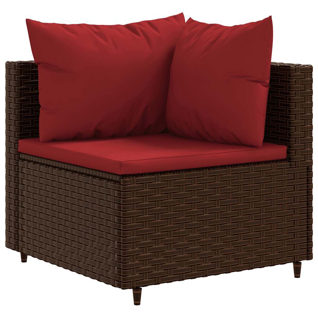 vidaXL 6 Piece Garden Lounge Set with Cushions Brown Poly Rattan