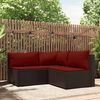 vidaXL 3 Piece Garden Lounge Set with Cushions Brown Poly Rattan