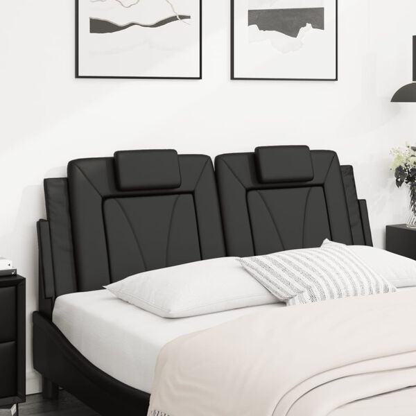 vidaXL Headboard Cushion "Viana" Black 137 cm Double Faux Leather
