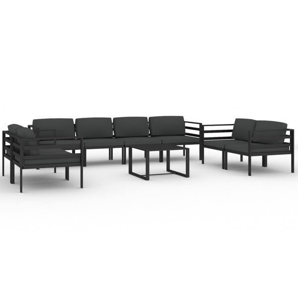 vidaXL 9 Piece Garden Lounge Set with Cushions Aluminium Anthracite