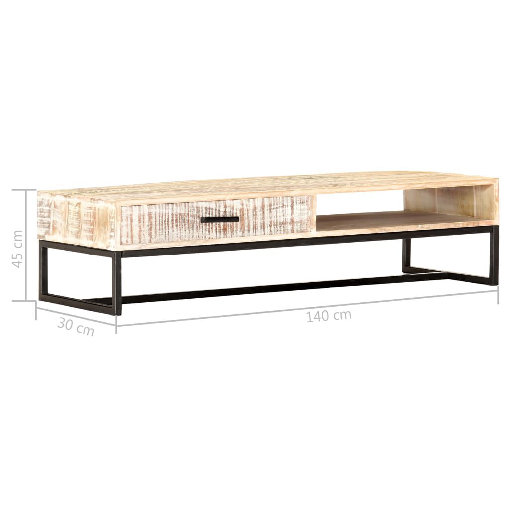 vidaXL Coffee Table White 117x50x30 cm Solid Acacia Wood