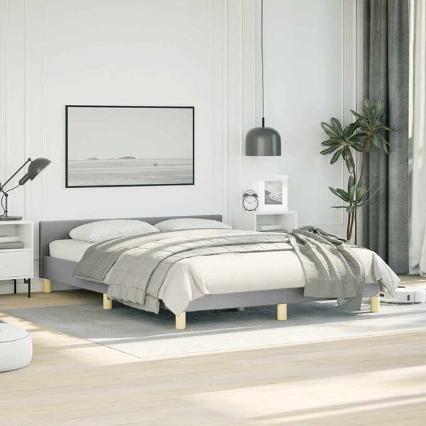 vidaXL Bed Frame without Mattress Light Grey Full Fabric