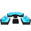 vidaXL 13 Piece Garden Lounge Set with Cushions Poly Rattan Blue