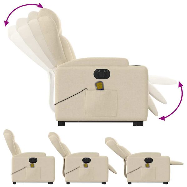 vidaXL Electric Stand up Massage Recliner Chair Cream Fabric