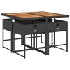 vidaXL 5 Piece Garden Dining Set with Cushions Black Poly Rattan