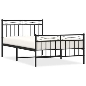vidaXL Metal Bed Frame without Mattress with Footboard Black 100x200cm
