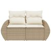 vidaXL Garden Sofa with Cushions 2-Seater Beige Poly Rattan