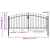 vidaXL Fence Gate Double Door with Spike Top Steel 3x1.25 m Black