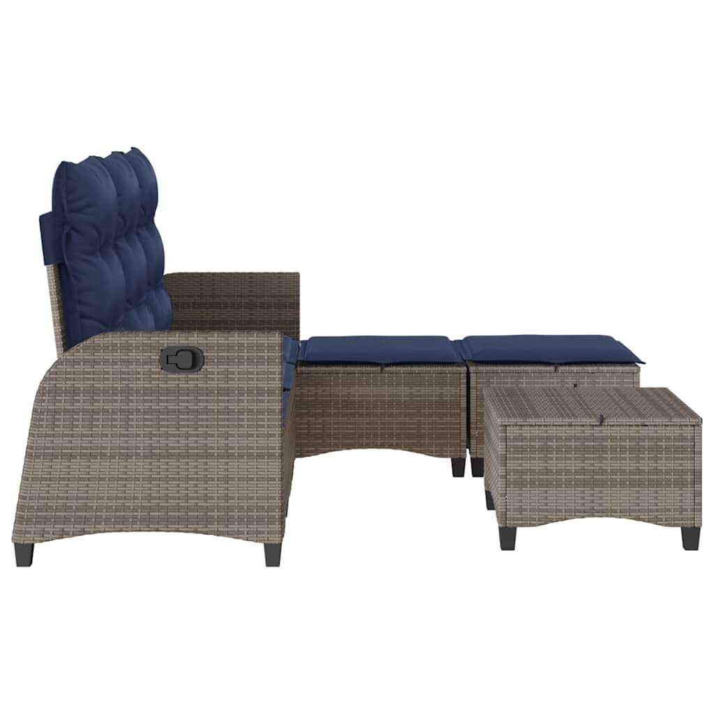 vidaXL 3 Piece Garden Sofa Set with Cushions L-shaped Grey Poly Rattan