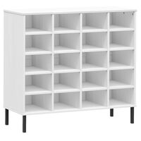 vidaXL Shoe Rack with Metal Legs White 95x35x86 cm Solid Wood OSLO