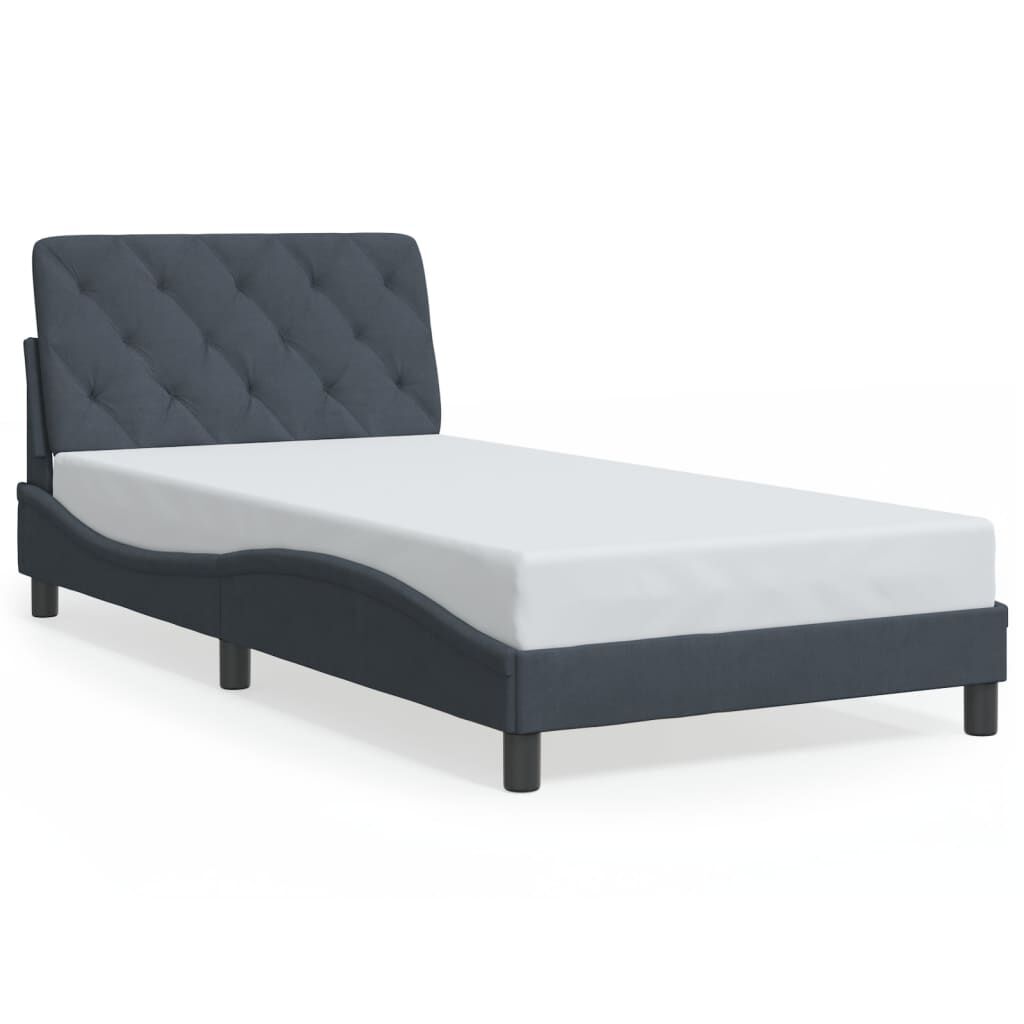 vidaXL Bed Frame without Mattress Dark Grey 100x190 cm Velvet