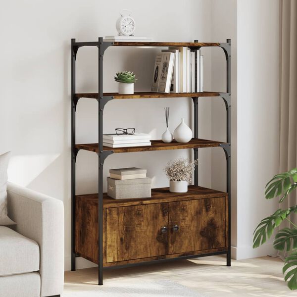 vidaXL Bookcase 3-Tier Smoked Oak 70x30x109.5 cm Engineered Wood