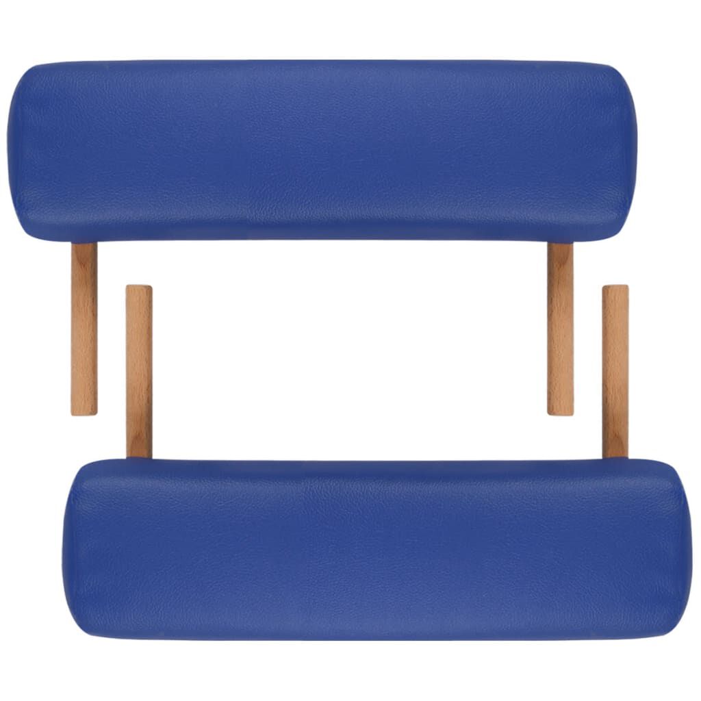 Blue Foldable Massage Table 3 Zones with Wooden Frame