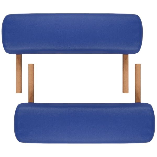 Blue Foldable Massage Table 3 Zones with Wooden Frame