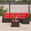 vidaXL Sofa Set with Cushion 6 pcs Brown Poly Rattan