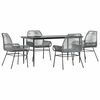vidaXL 5 Piece Garden Dining Set with Cushions Grey Poly Rattan Glass