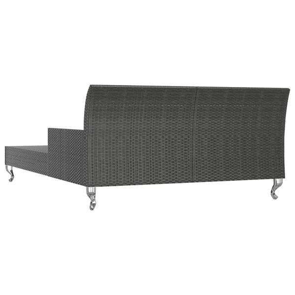 vidaXL 2-Person Garden Sun Bed with Cushions Poly Rattan Black