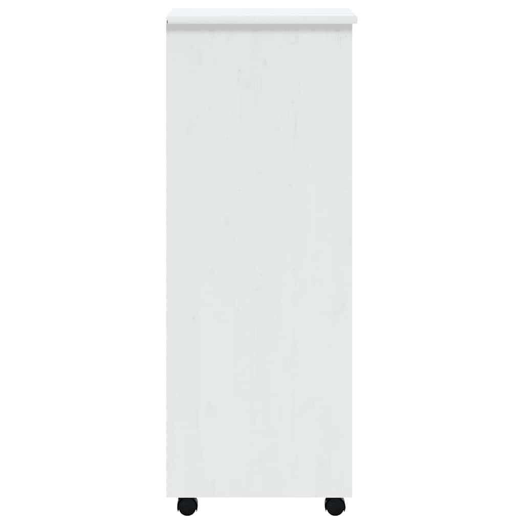 vidaXL Rolling Cabinet with Drawers MOSS White Solid Wood Pine