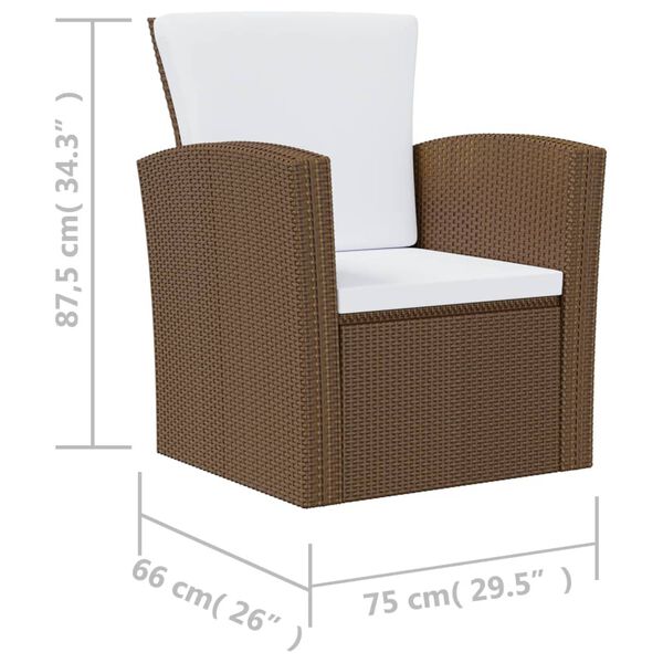 vidaXL 8 Piece Garden Lounge Set with Cushions Poly Rattan Brown